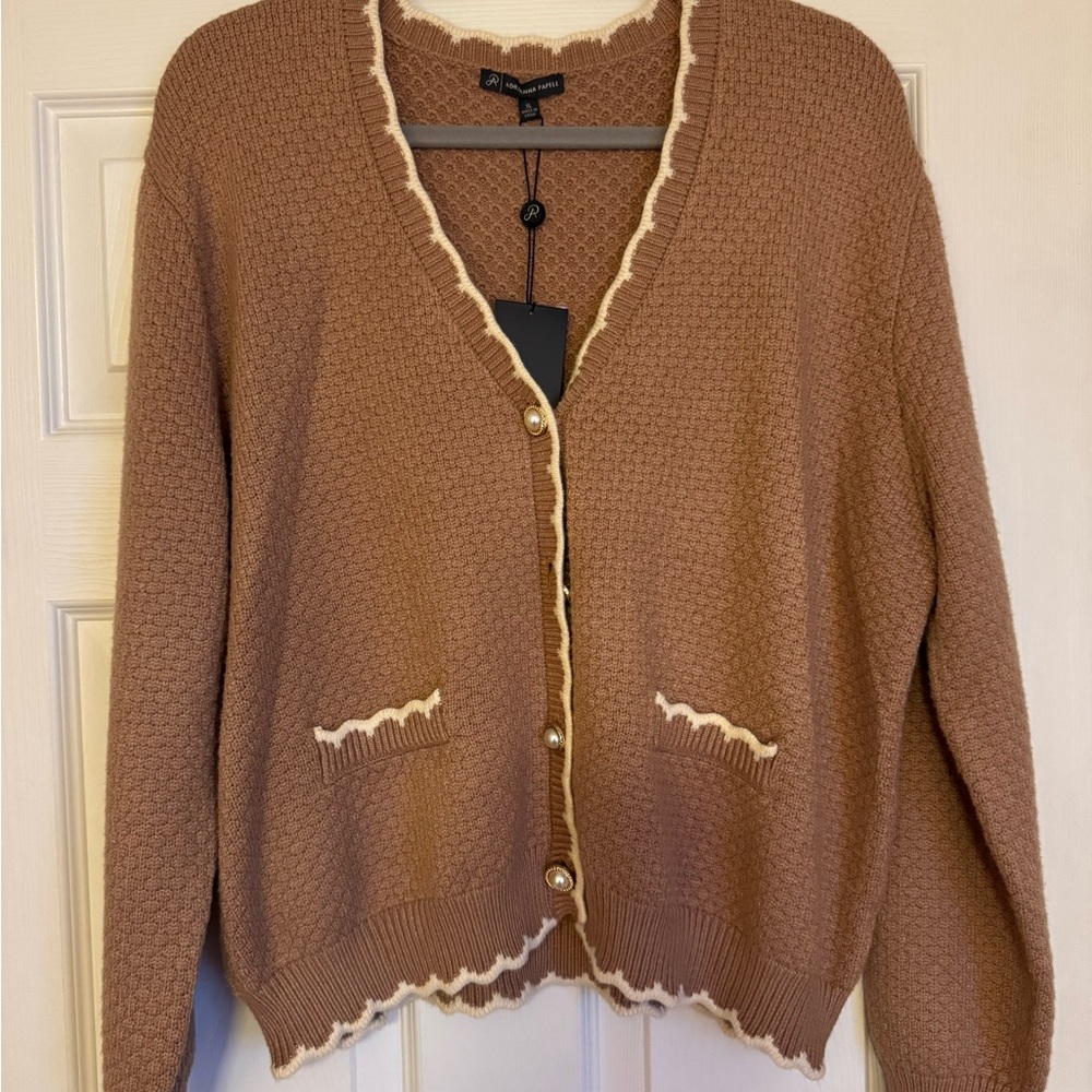 Adrianna Papell Tan Textured Cardigan